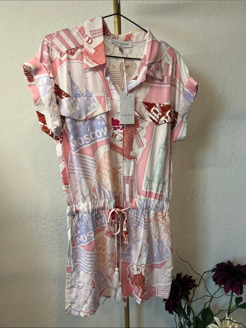 ALLIE PASSPORT PRINT PINK ROMPER - Picture 2 of 2